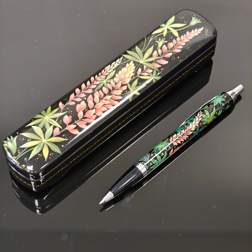 Ручка расписная Паркер в шкатулке "Люпины"