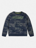 Свитшот GUESS Синий/Принт: серый камуфляж/Термопринт: желтый GUESS (Мальчик)