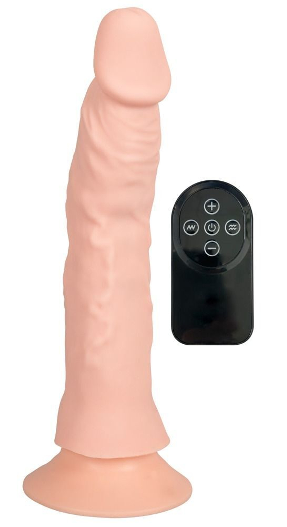 Телесный вибратор на присоске с пультом ДУ Bendable RC Vibrator - 21,5 см. (Цвет: телесный)