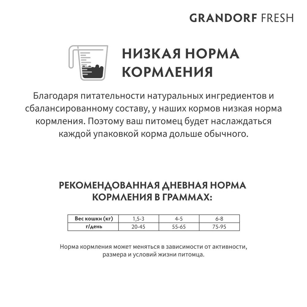 Уценка! Повр.упак. / Сухой корм GRANDORF Fresh Cat STERILISED Lamb&Sweet Potato для стерилизованных кошек из свежего мяса ягненка с бататом