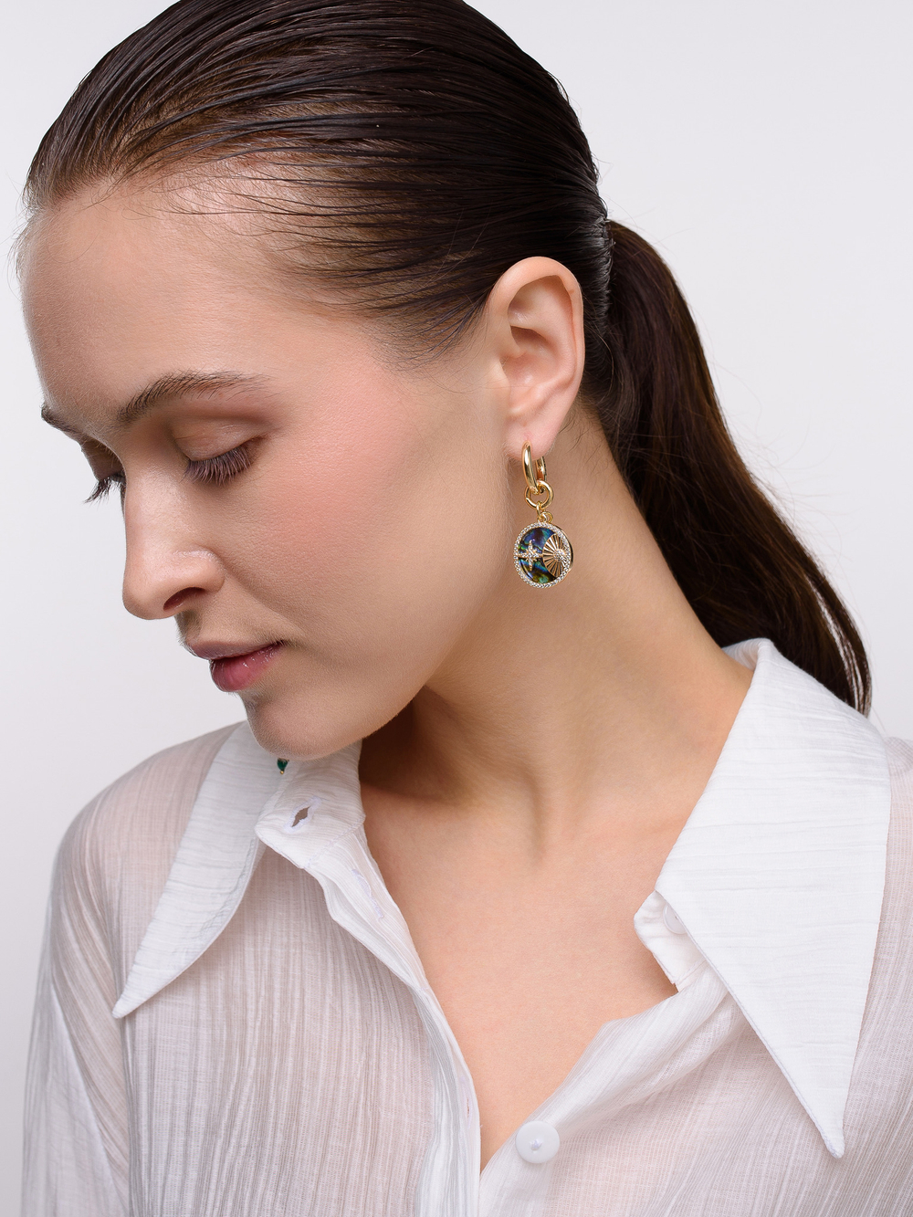 Серьги "Night" с малахитом Gold