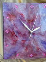 Уникальные дизайнерские часы из эпоксидной смолы. Квадрат 30 см. Ручная работа.