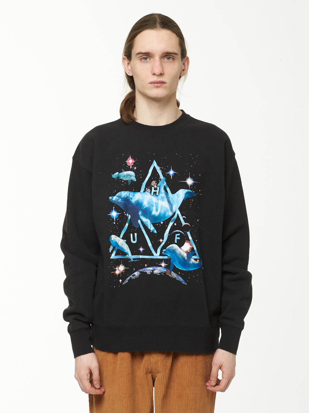 Мужская Толстовка Space Dolphins Wash Crewneck