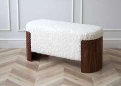 Банкетка Lagom 100 см (белый мех, орех)