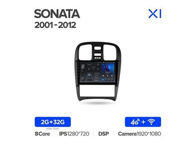 Магнитола Teyes X1 2-32 Wi-Fi + 4G Hyundai Sonata EF 2001 — 2012 9.0"