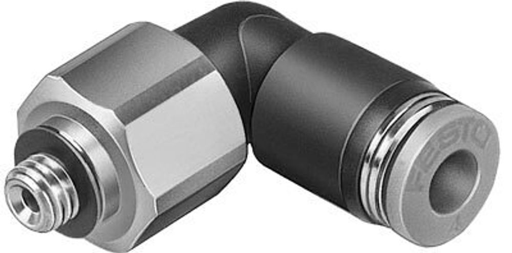 QSRL-M5-6 Угловой фитинг с цанговым зажимом, поворотный