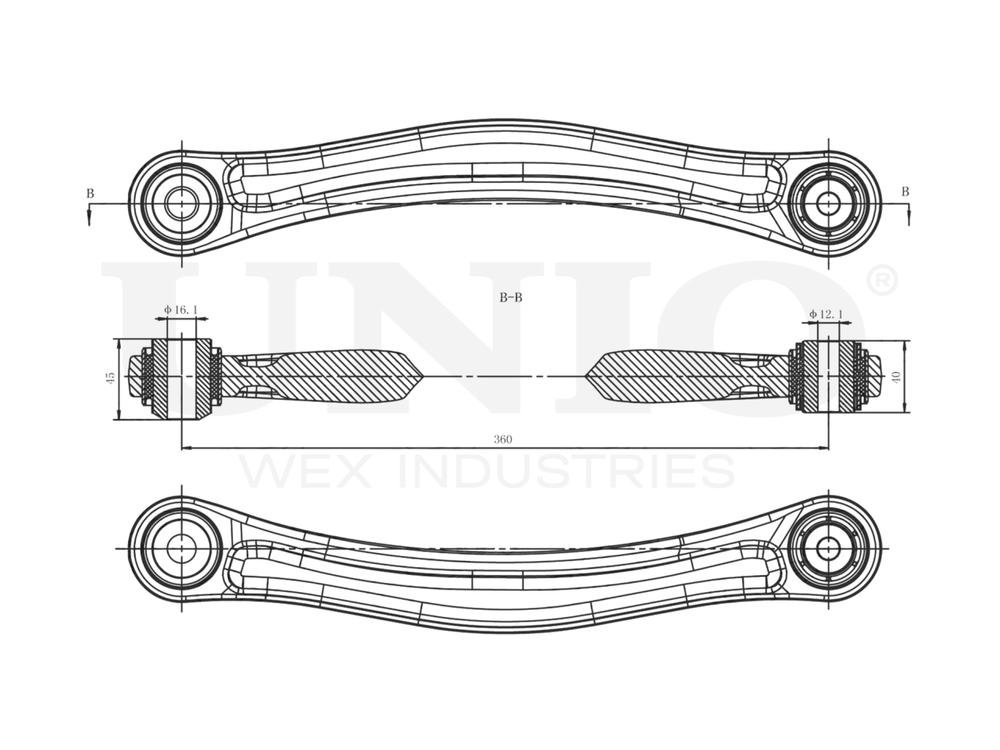 Рычаг подвески поперечный задний верхний левый UNIO SSP-40164