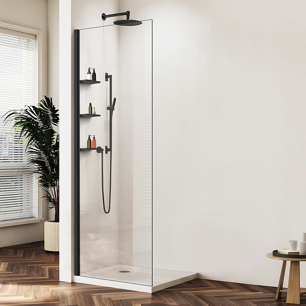 Душевая перегородка Vincea Walk-In VSW-1HWS110CLB 110 профиль черный/стекло прозрачное