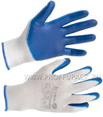Перчатки с синим обливом (нейлон) белые