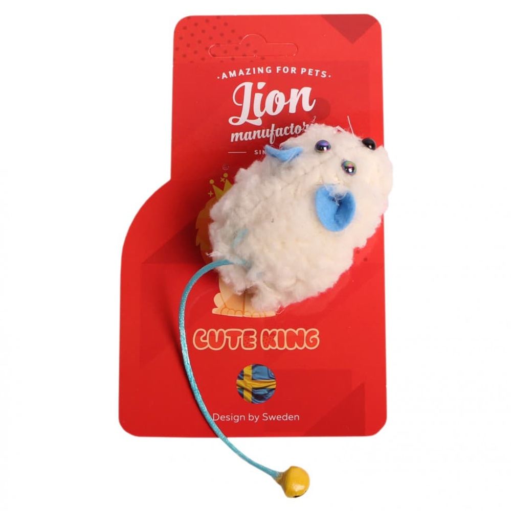 Игрушка д/кошки Lion Мышка белая LMG-K0009-B с колокольчиком 9 см