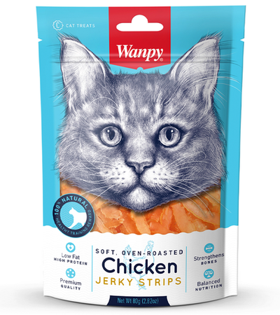 Wanpy Cat Лакомство для кошек «мягкая вяленая соломка» из курицы 80гр.