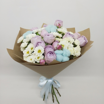 Букет из роз и хризантем София