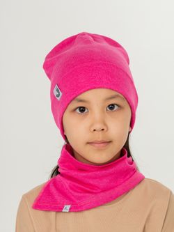 Комплект Шапка трикотажная + снуд (Малина меланж) РИО*
