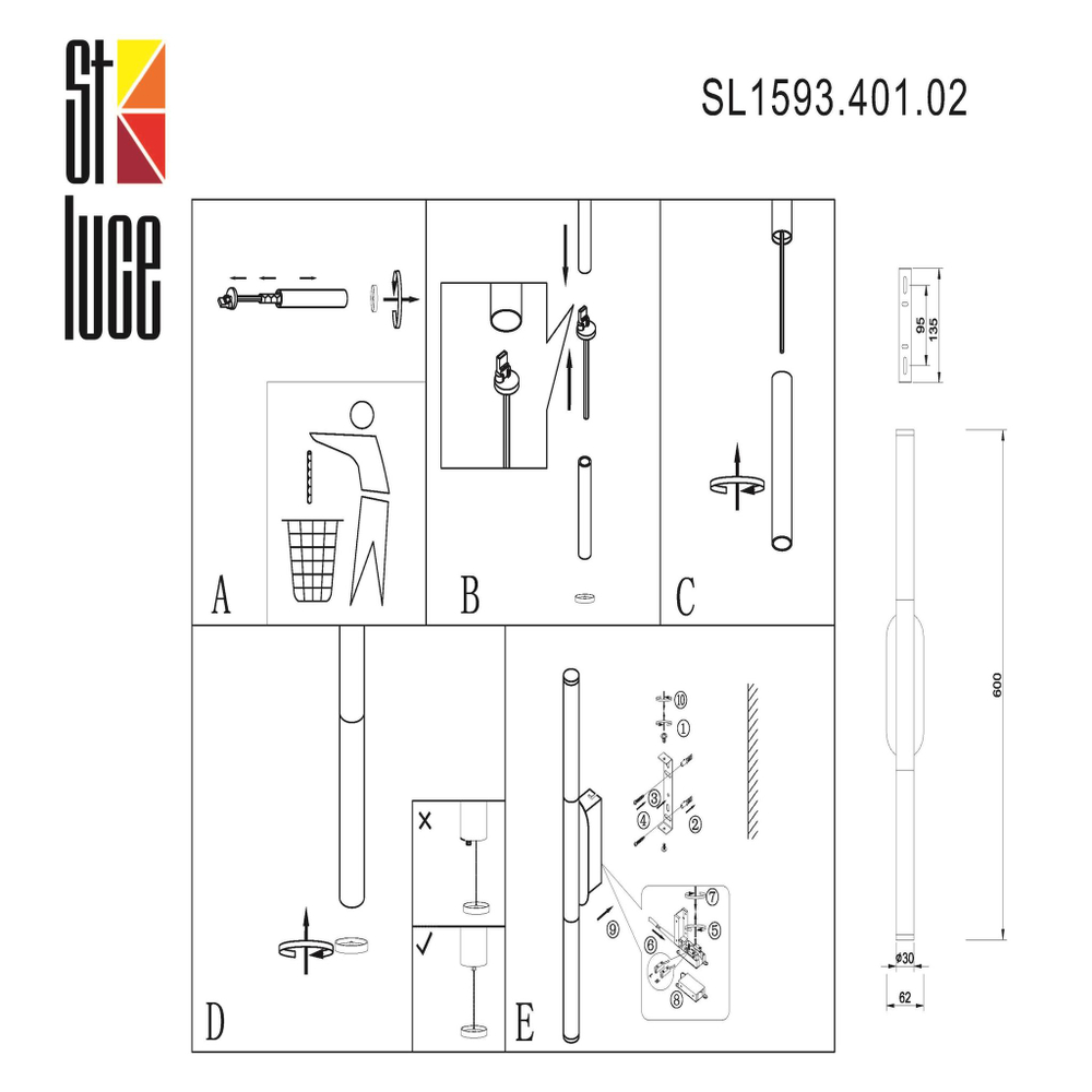 SL1593.401.02 Светильник настенный ST-Luce Черный/Белый LED 1*14W 4000K