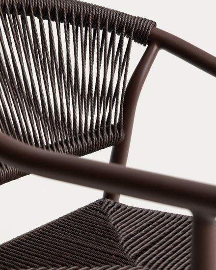 Уличный стул Livadia из коричневого алюминия и веревки