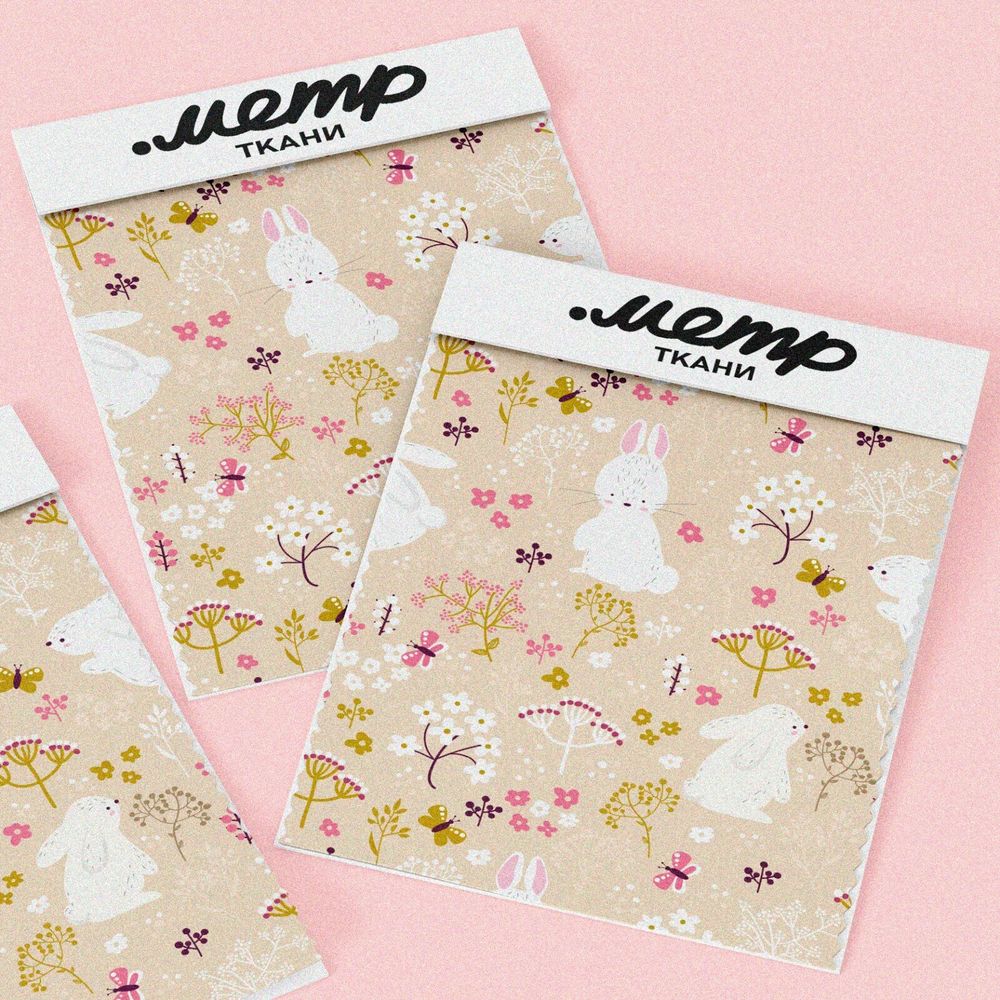 Ткань дюспо белые зайки в поле