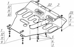 Защита картера двигателя, КПП. 2 мм, Сталь. для Nissan Micra 2003-2010, Motodor.71402