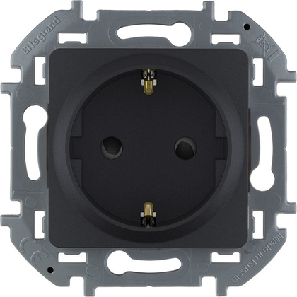 Розетка с заземлением со шторками 16А 250В антрацит Inspiria Legrand