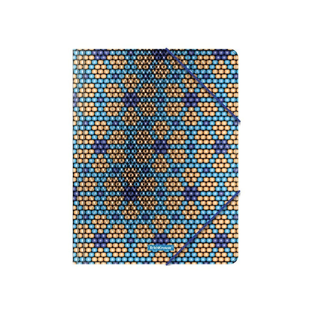 Папка на резинках Erich Krause, А4, 246х320 мм, 550 мкм, пластик, "Blue&Orange Beads"