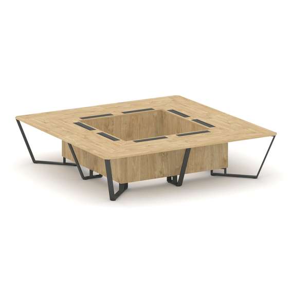 Steel Meet Стол переговорный квадратный KDK-PR.B.SP-16K Тиквуд Светлый/Металл Антрацит 3200*3200*750