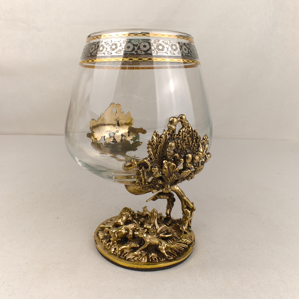 Бокал для коньяка "Охота на кабана" в подарочном футляре