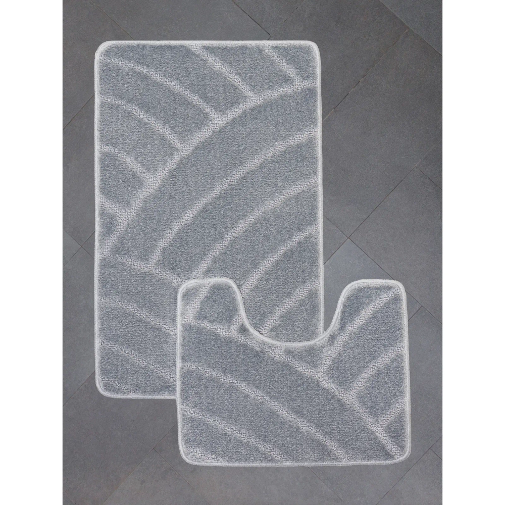 Комплект ковриков для ванной и туалета My Crystal серия Gold 50*60см, 60*100см серый