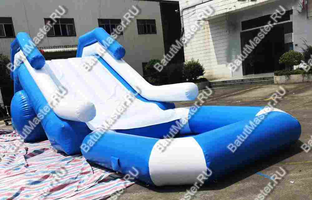 Надувная водная горка «Пляжная», 10*2,5*3 м, герметичная бело-синяя