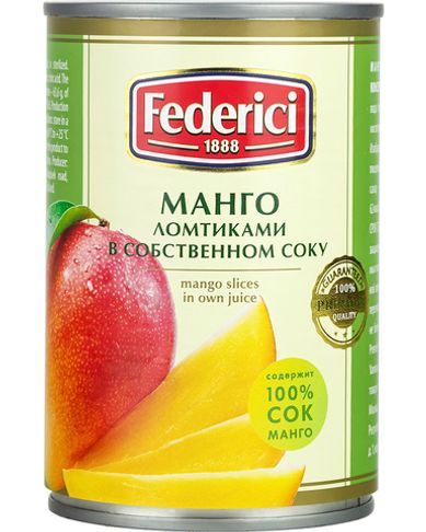 Манго ломтиками Federici в собственном соку 425 мл.