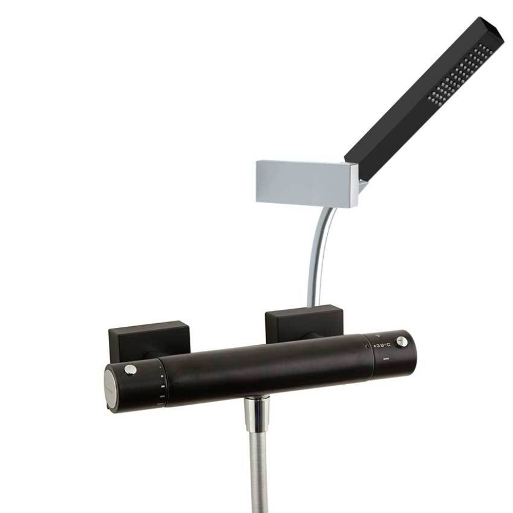 Смеситель термостатический для душа с душевым комплектом AROLA 263402KNM чёрный