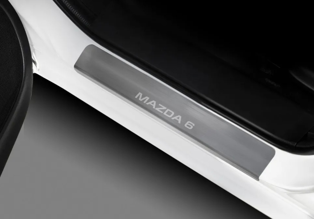 Накладки на пороги AutoMax для Mazda 6 (GJ) 2012-2018 2018-н.в., нерж. сталь, с надписью, 4 шт., AMMA601