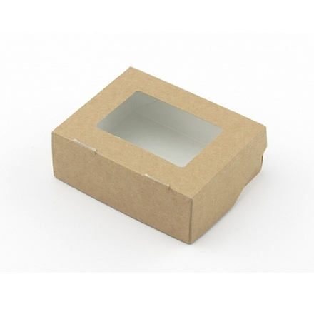 Коробка под пряники и печенье 10*8*3,5см крафтовая с окном