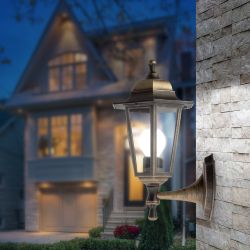 Садово-парковый светильник ЭРА НБУ 06-60-001 бронза 6 гранный настенный IP44 Е27 max60Вт | Садово-парковые светильники