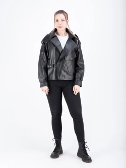 Куртка женская  кожаная оверсайз черная