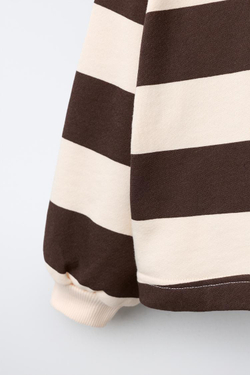 ZARA ТОЛСТОВКА ПОЛО В ПОЛОСКУ, КОРИЧНЕВЫЙ