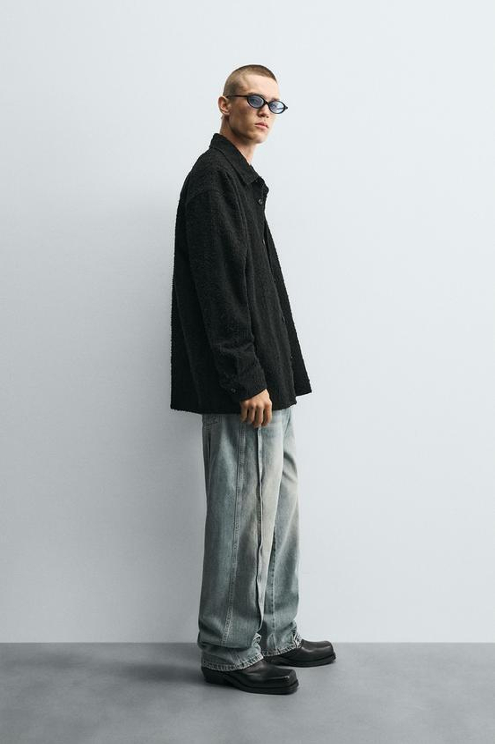 ZARA ДЖИНСЫ BAGGY FIT С ДЕКОРАТИВНОЙ СТРОЧКОЙ, СИНИЙ/ЗЕЛЕНЫЙ