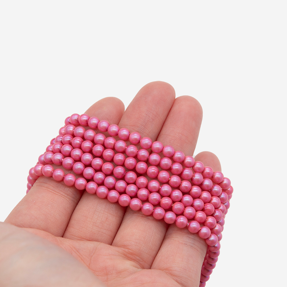 Жемчуг Майорка, оттенок "Hot Pink", шар 4мм, перламутрово-сатиновое улучшенное покрытие
