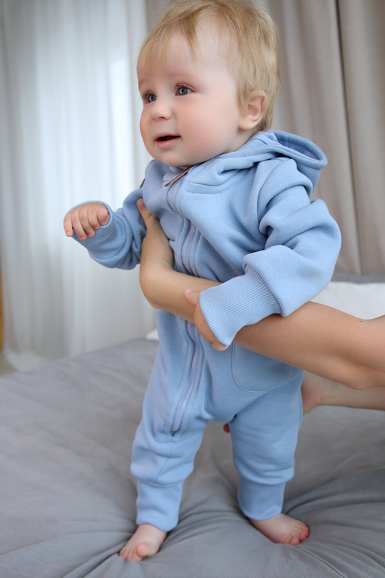 Комбинезон утепленный с капюшоном голубой