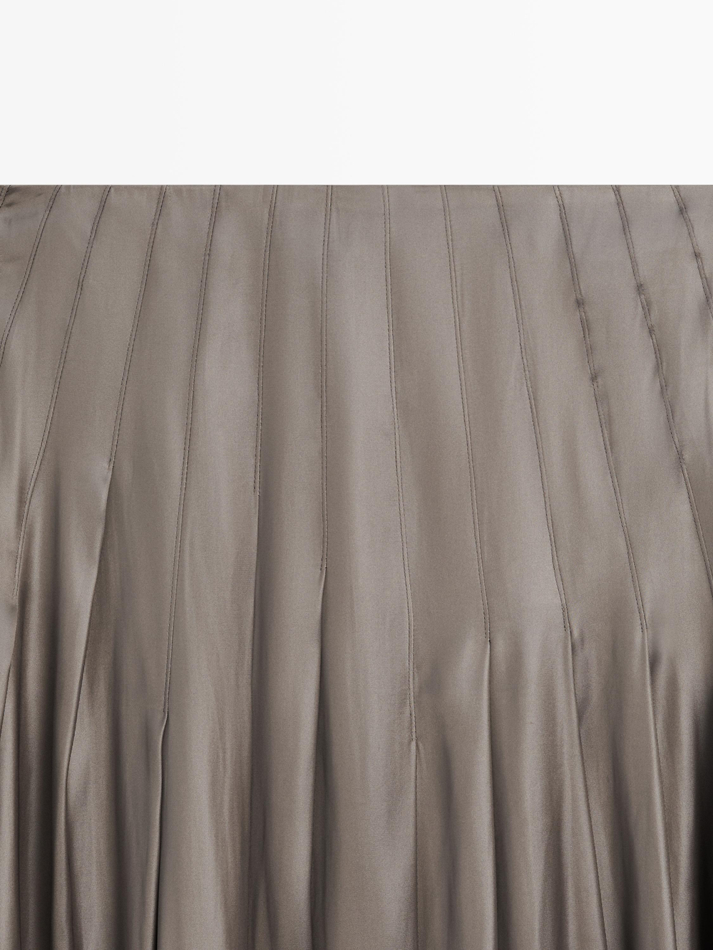 Massimo Dutti Юбка миди с декоративными складками и вощеной отделкой, серый