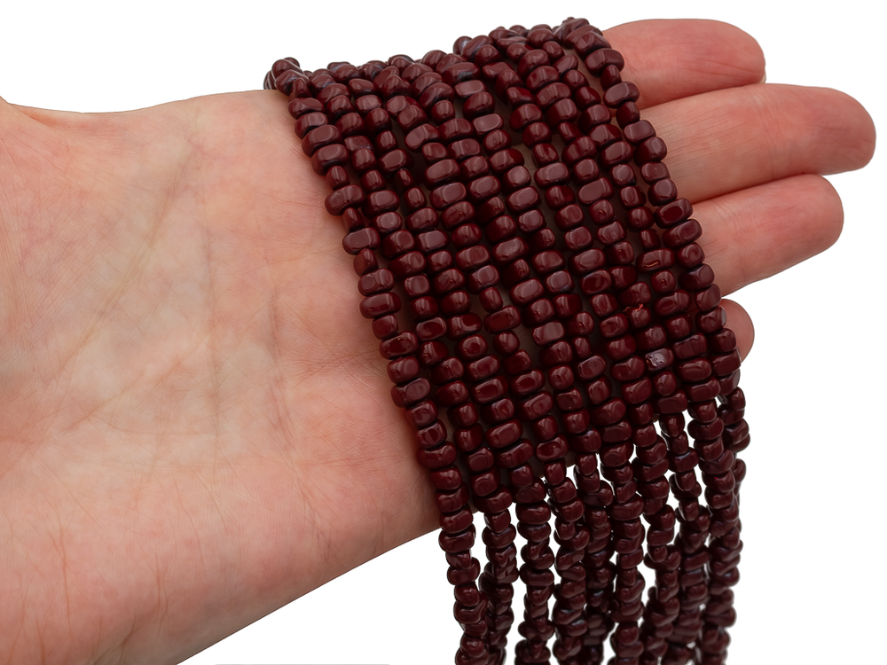 Нить гематитовых бусин "Спелая вишня", галтовка 6мм