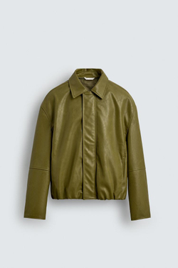 ZARA КУРТКА ИЗ ИСКУССТВЕННОЙ КОЖИ, ФИСТАШКОВЫЙ