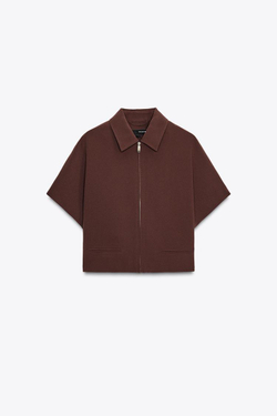 ZARA УКОРОЧЕННАЯ КУРТКА — ZW COLLECTION, КАРАМЕЛЬНЫЙ