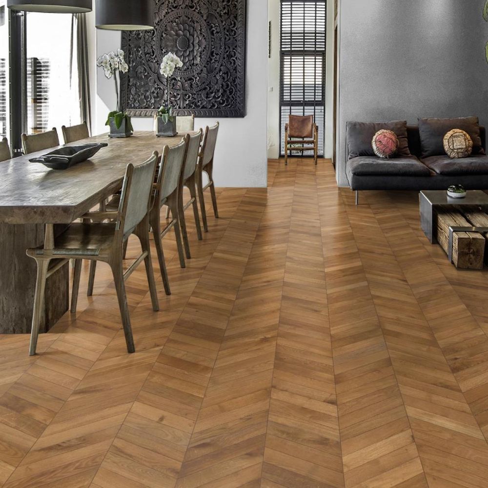 Инженерная доска Kahrs Дуб Шеврон светло-коричневый  LIGHT BROWN