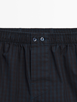 Massimo Dutti Темно-синие трусы-боксеры в клетку, темно-синий