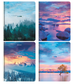 Тетрадь А5 96л. клетка "Travel" гребень, обложка картон, микс (BRAUBERG)