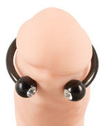 Черное металлическое кольцо под головку со стразами Glans Ring