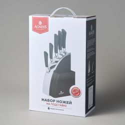 НАБОР НОЖЕЙ AGNESS НА ПЛАСТИКОВОЙ ПОДСТАВКЕ, 6 ПРЕДМЕТОВ