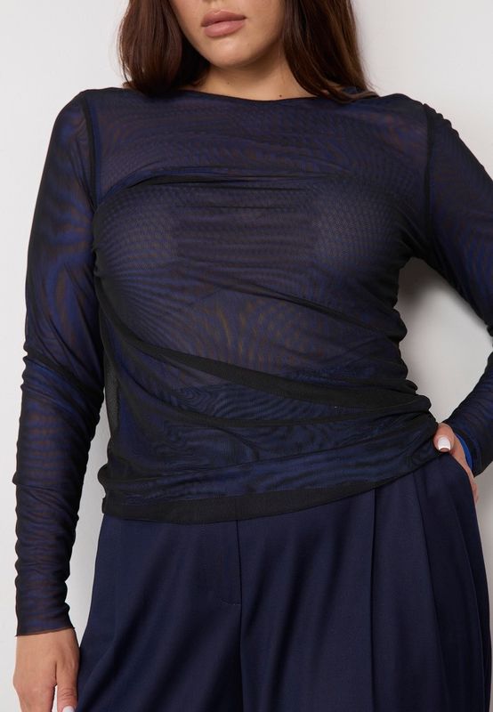 Лонгслив из сетки, синий