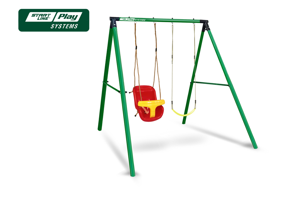 Качели SLP SYSTEMS 2 секции + сиденье с фиксацией красно-желтое + сиденье гибкое желтое