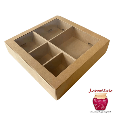 Упаковка для сладостей, орехов и сухофруктов с крышкой, КРАФТ