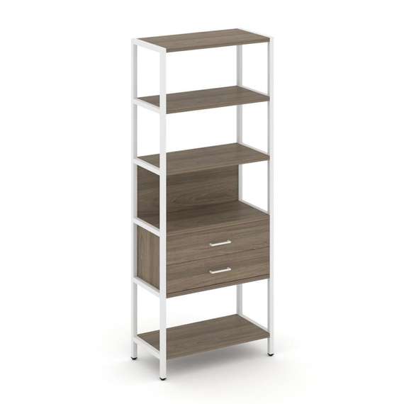 Shelf System Односекционный стеллаж пятиярусный с ящиками SN.STM-512 Вяз Благородный/Металл Белый 81